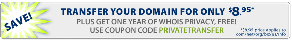 Transfer your domain for only $8.95!